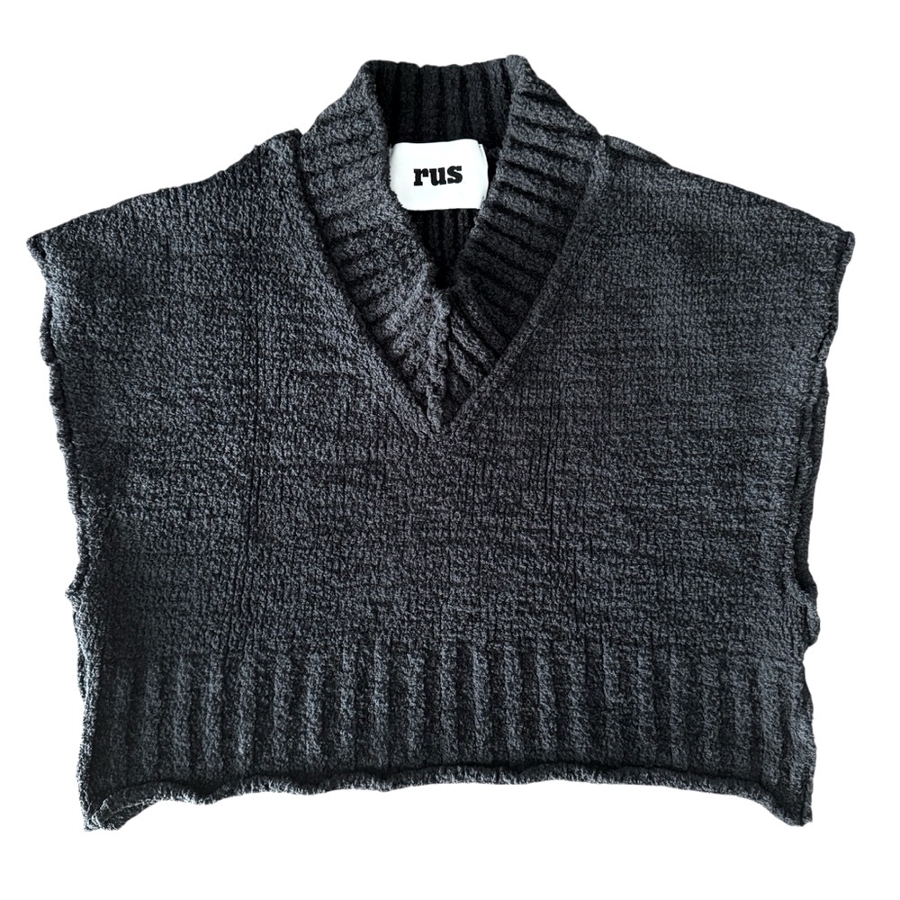 RUS Silk Umeboshi Knit Vest - Ink / SS23NB01IINK Medium Crop Cropped Minimalist